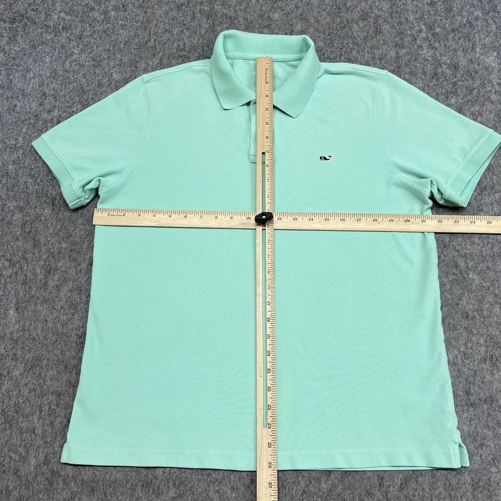 Vineyard Vines Polo Shirt Mens Large Green Slim Fit 100% Cotton Pique Whale Logo - Picture 12 of 16